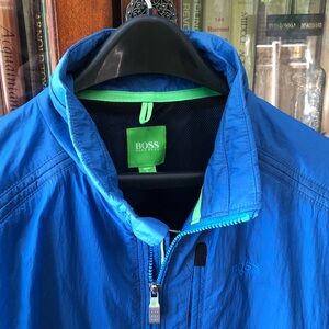 Boss Men's Royal Blue Windbreaker with Lime-Green Trim
